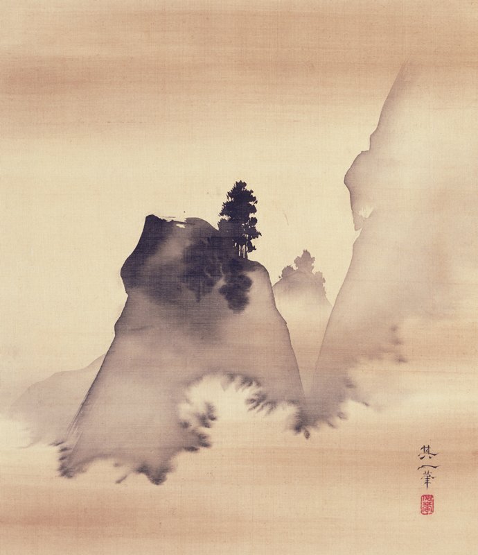 Mountains [center from the triptych Three Evening Scenes], Suzuki Kiitsu, first half 19th century