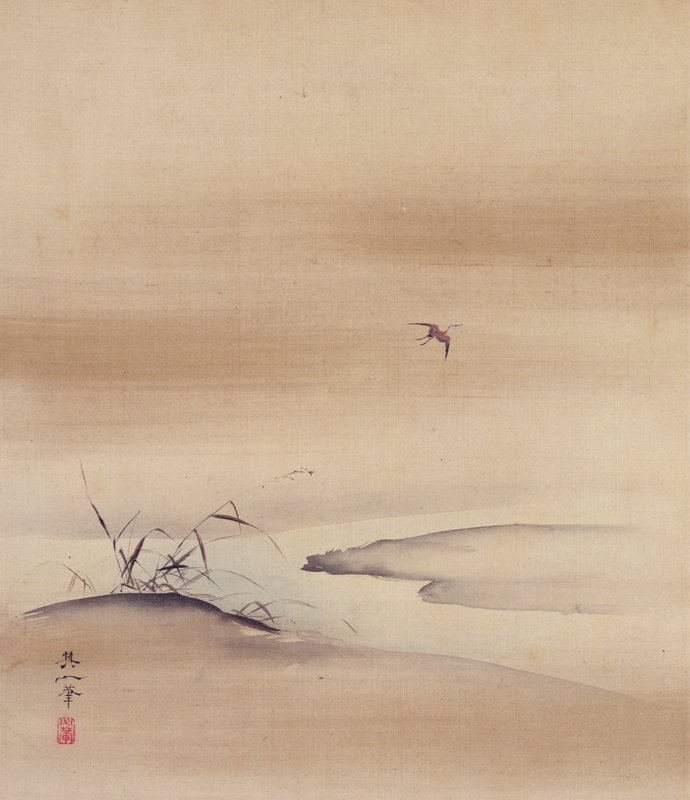 Snipes [left from the triptych Three Evening Scenes], Suzuki Kiitsu, first half 19th century