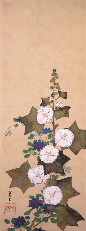 Hollyhocks, Sakai Ōho, first half 19th century