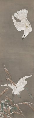 Gyrfalcon Hunting an Egret in Snow, Ohara Keizan, early 18th century