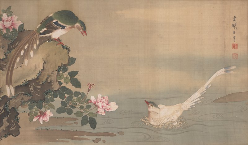Long-tailed Birds and Roses, Sō Shiseki, late 18th century