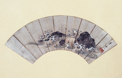 Fish Trap, Waves, Rocks [one of a pair], Suzuki Kiitsu, first half 19th century