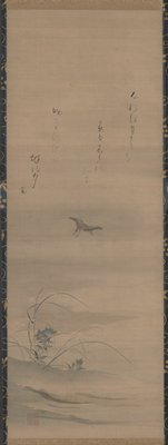 Landscape [left of a triptych of Three Scenes of Autumn Evening], Sumiyoshi Gukei, late 17th century