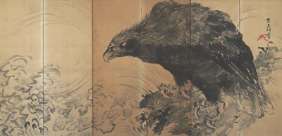 Eagle on Rock by Waves, Mochizuki Gyokusen, first half 19th century