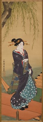 Beauty at a River Under a Willow, Utagawa Kunihide, 1820s–1830s