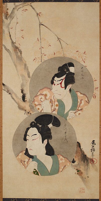 Four Kabuki Actors [right of a pair], Kabukidō Enkyō, c. 1783