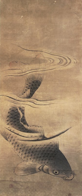 Swimming Carp [left of a pair of Carps], Tsukioka Settei, 1777
