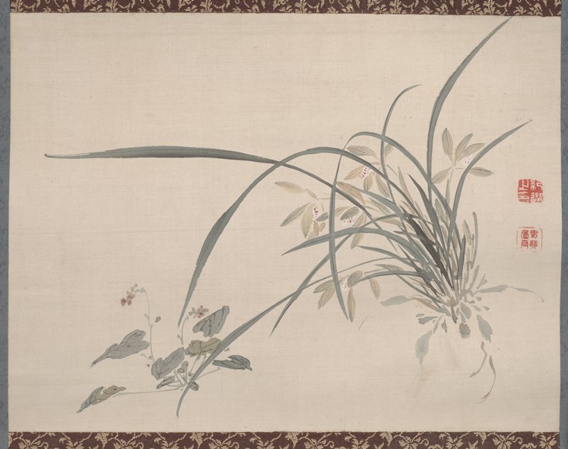 Studies from Nature: Plants, Fish, and Birds (Chinese Orchids), Urakami Shunkin, first half 19th century