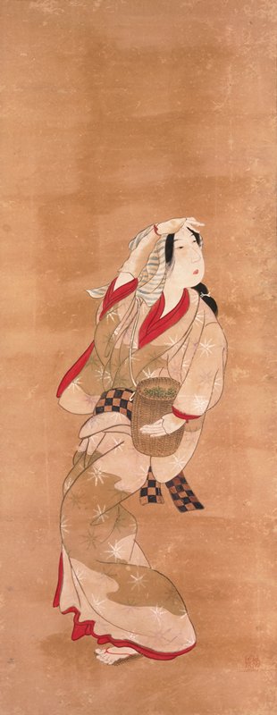 Tea Picker [left of a pair of Women], Tatebe Sōchō, early 19th century