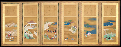 Scenes from The Tale of Genji representing months of the year, Tosa Mitsunari, c. 1704–1705