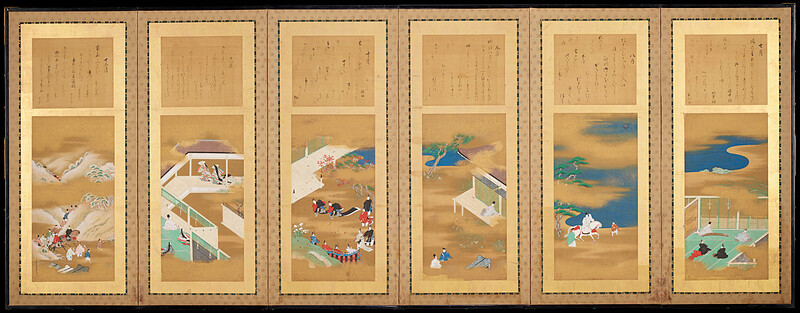 Scenes from The Tale of Genji representing months of the year, Tosa Mitsunari, c. 1704–1705