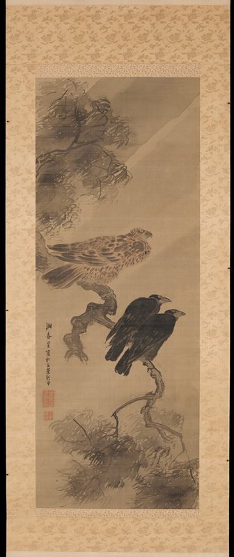 Kite and two crows by Yosa Buson