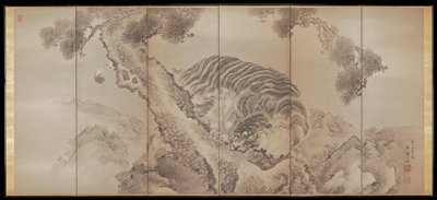 White Tigers [right of a pair], Gantai 岸岱, 1851
