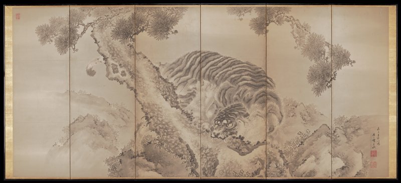 White Tigers [right of a pair], Gantai 岸岱, 1851