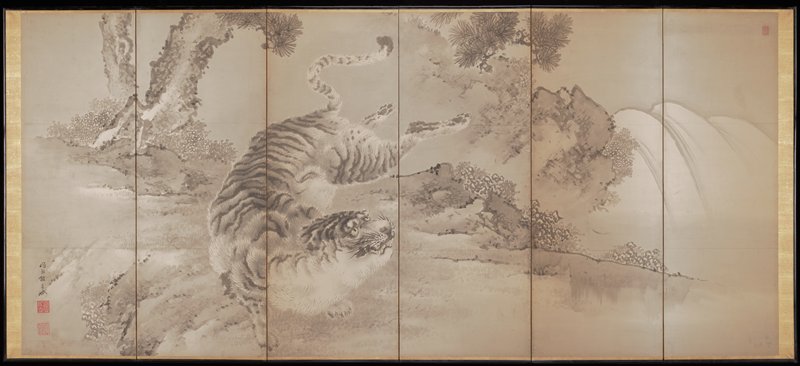 White Tigers [left of a pair], Gantai 岸岱, 1851