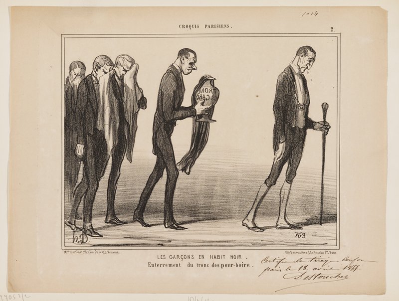 Les garçon en habit noir (The Waiters in Black Suits), from Croquis Parisiens