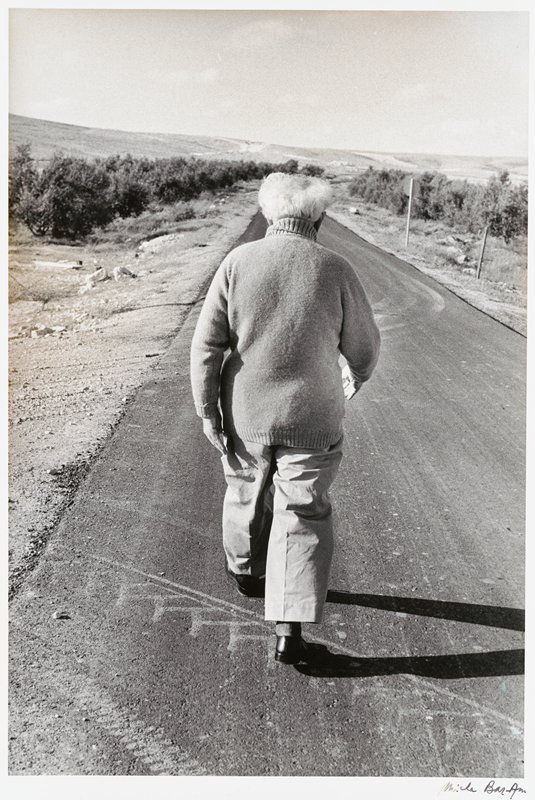Mr. David Ben Gurion during his daily walk into part of the Negev Desert, near his new home, at the Kibbutz Sde Boker, Micha Bar-Am, 1971 (printed later)