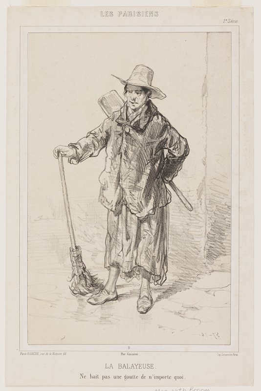 Man with Broom, Paul Gavarni, 19th century