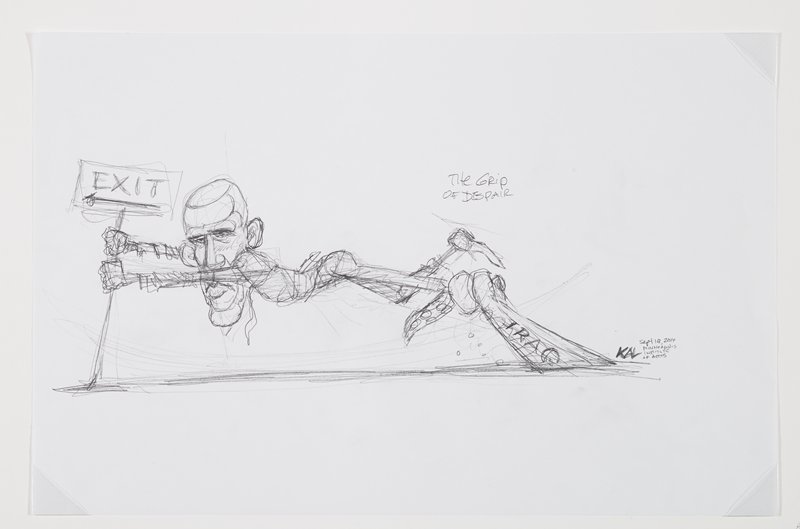 Preliminary sketch for The Grip of Despair, Kevin Kallaugher, September 18, 2014