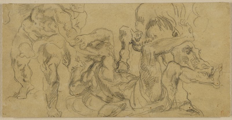 Hercules Feeding Diomedes to His Mares, Эжен Делакруа, 1855