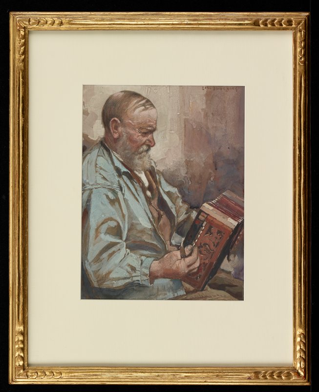 Portrait of Gustaf Borg (man with accordion), Carl Oscar Borg, 20th century