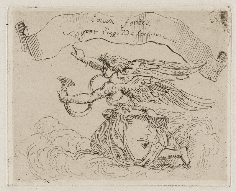 Angel Kneeling on Clouds, Eugène Delacroix, 1833