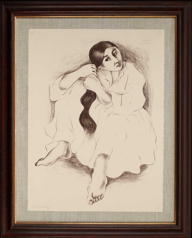 Seated woman arranging her hair, R. C. Gorman, 1972