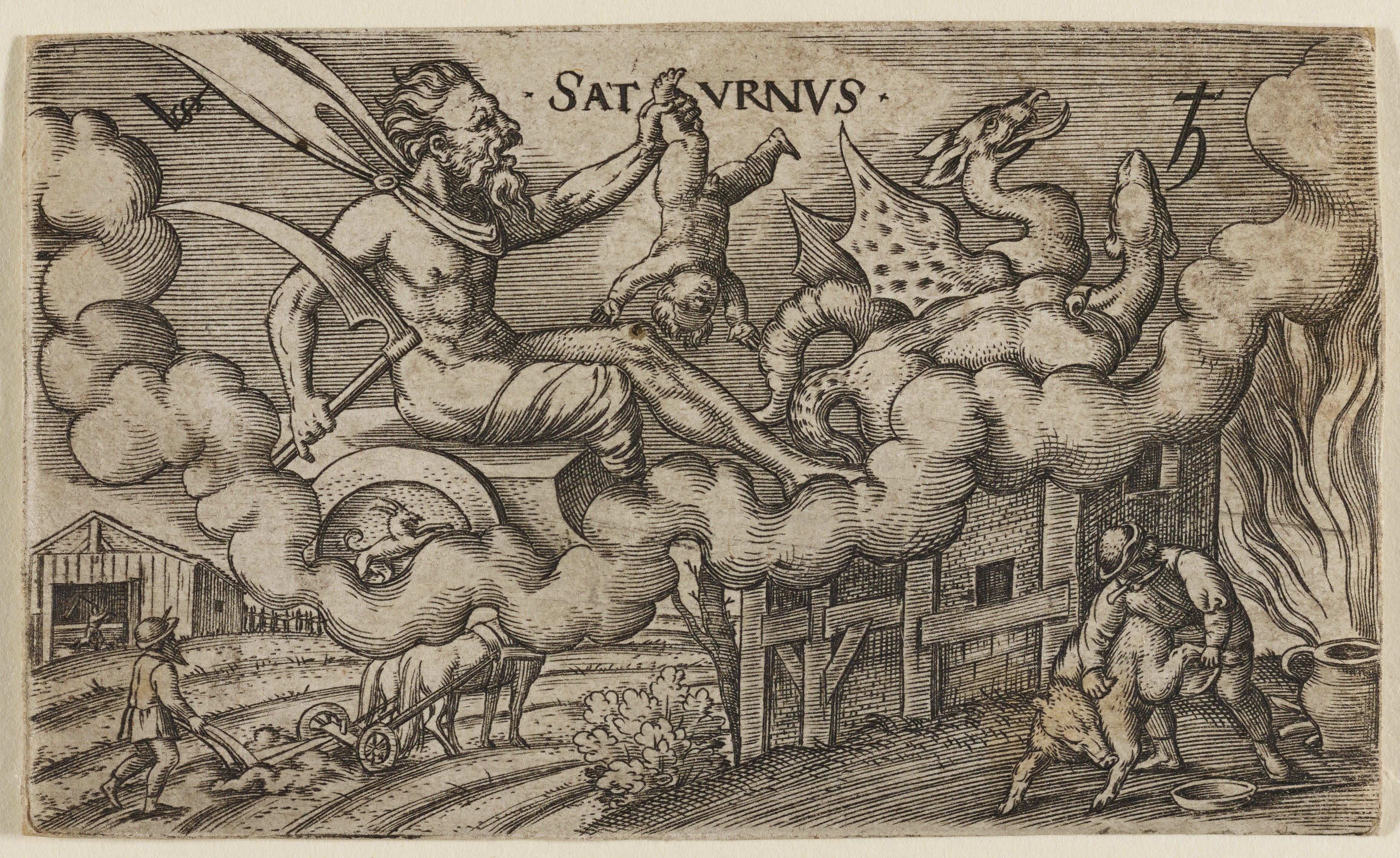Saturn, From the Seven Planets, Plate 1, Virgil Solis | Mia