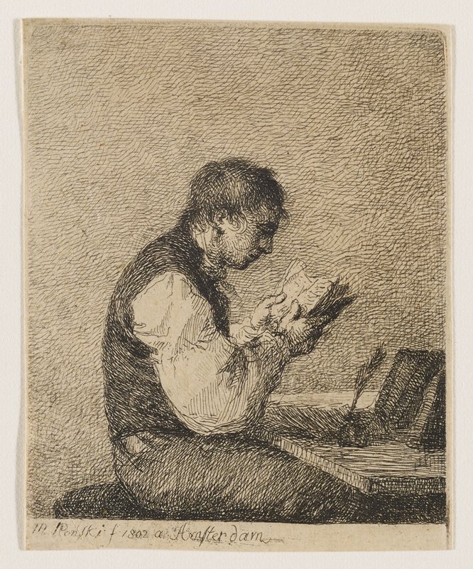 Young Man Reading, Michal Plonski, 1802