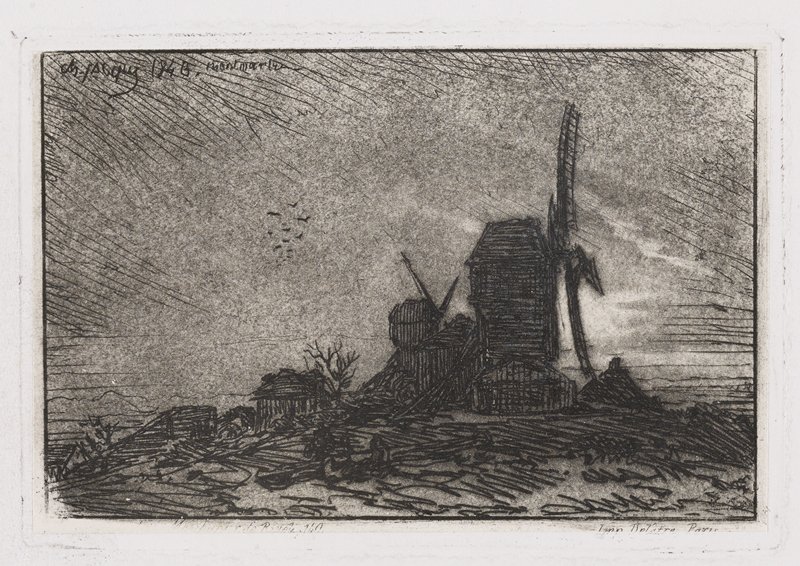 Windmills, Montmartre, Charles-Émile Jacque, 1846