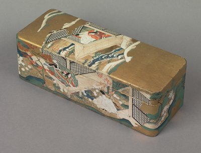 Dokumentasi “Box with scenes from The Tale of Genji”; Painted wooden writing box, ink and color on gilded wood. Minneapolis Institute of Art.
