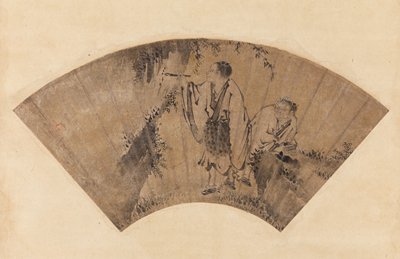 Dokumentasi “Hanshan and Shide”; Folding fan, mounted as hanging scroll, ink and gold on mica-coated paper. Minneapolis Institute of Art.
