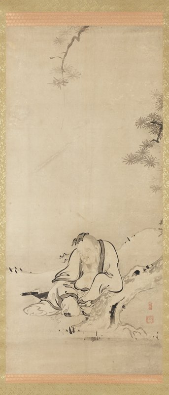 Hermit [center of a triptych of Doves, Hermit, and Kingfisher], Setsuzan, 17th century