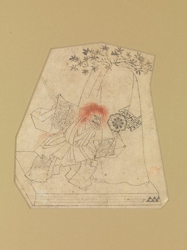 Sketch of a Noh theater scene, Attributed to Kawanabe Kyōsai, second half 19th century