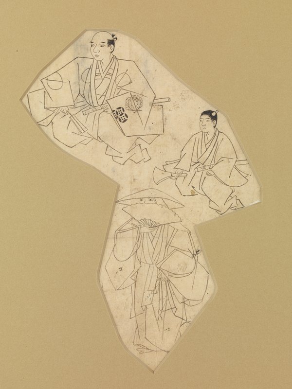 Sketch of a Noh theater scene, Attributed to Kawanabe Kyōsai, second half 19th century