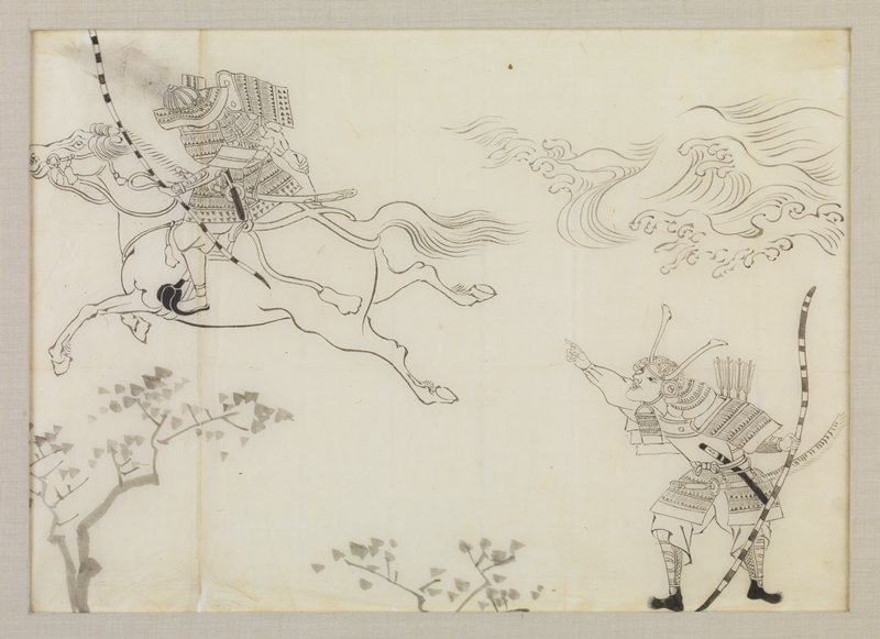 Sketch of two warriors, Attributed to Kawanabe Kyōsai, 19th century