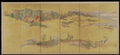 Dokumentasi “Scenes from the Tales of Saigyō [left of a pair]”. Minneapolis Institute of Art.