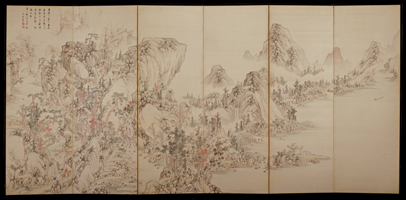 Autumn Landscape [left of a pair of Spring and Autumn Landscapes], Urakami Shunkin, 1821