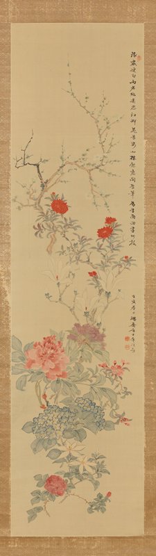 Flowers [right of a triptych of Kegon Falls and Flowers], Ishikawa Kosai, 1902