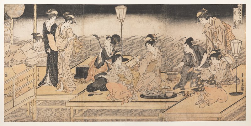 The Sixth Month, a Triptych, Utagawa Toyohiro, 1801