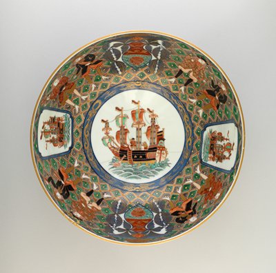 Dokumentasi “Bowl with Ships and Dutchmen”; Imari ware, porcelain with overglaze enamels. Minneapolis Institute of Art.