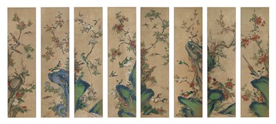 Dokumentasi “Birds and Flowers”; Eight-panel folding screen, ink and color on silk. Minneapolis Institute of Art.