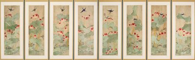 Dokumentasi “Lotus Flowers and Birds”; Eight-panel folding screen, ink and color on paper. Minneapolis Institute of Art.