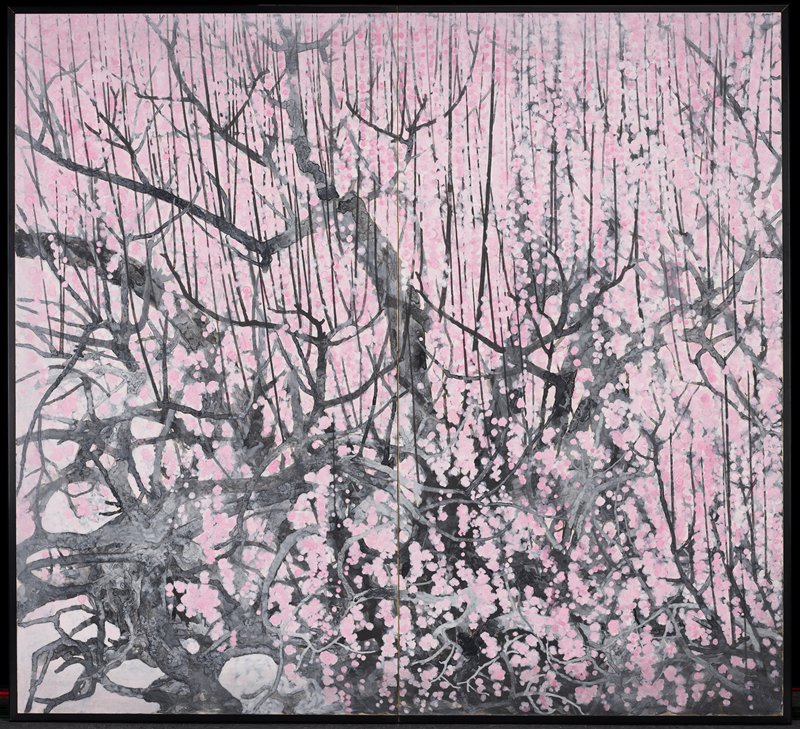 Lying Dragon Plum Tree [left of a pair], Funada Gyokuju, 1983