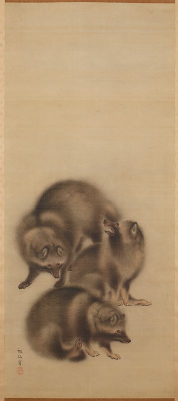 Three Raccoon Dogs, Mori Sosen, late 18th century