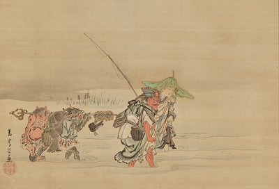 Jizō and Enma Fishing in the River, Kō Sūkoku, late 18th century