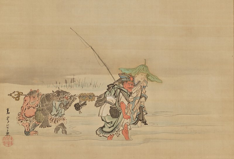 Jizō and Enma Fishing in the River, Kō Sūkoku, late 18th century