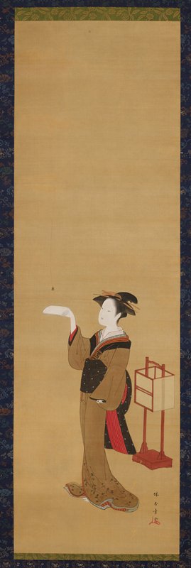 Beauty catching a spider, Katsukawa Shunshō, c. 1783