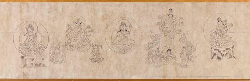 Iconographic drawings of the forms of Kannon, the Bodhisattva of Compassion, 5th month of 1230, Jinken 深賢, 1230, 5th lunar month