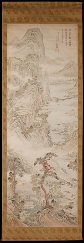 Landscape after Solitary Fishing in a Ravine of Flowers by Wang Meng, Gion Nankai, 1749